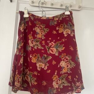 Indiska burgundy floral mini skirt